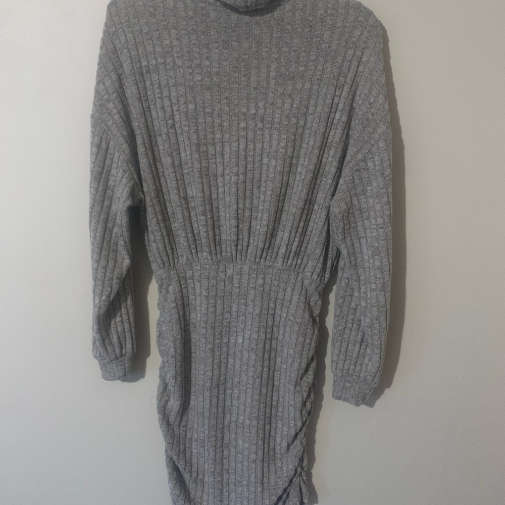 Gray Ribbed Knit Dress